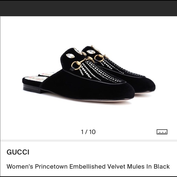 Gucci Princetown Velvet Mules with Crystals - Picture 4 of 8